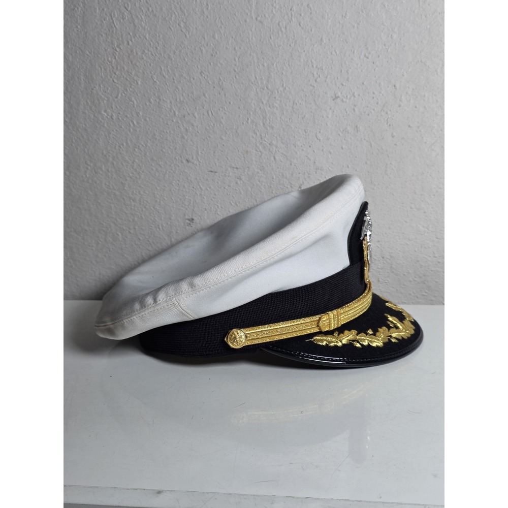 Us Navy Officer Visor Cap, US Navy Commander captain Rank Cap in White Cotton - Picture 4 of 12